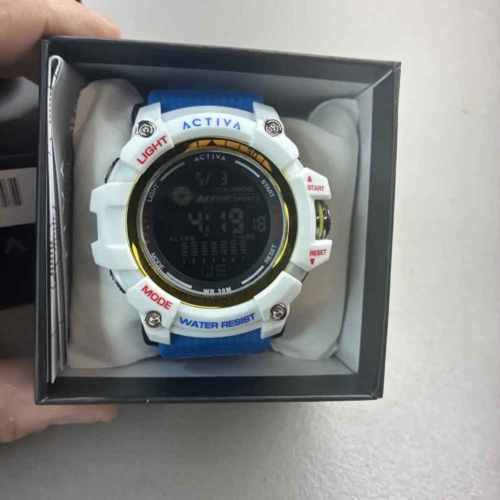 Activa X Invicta Men's Digital Sports Watch Blue White 56mm ACW8020-009